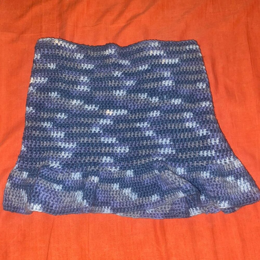 Blue Ombre Crochet Mini Skirt